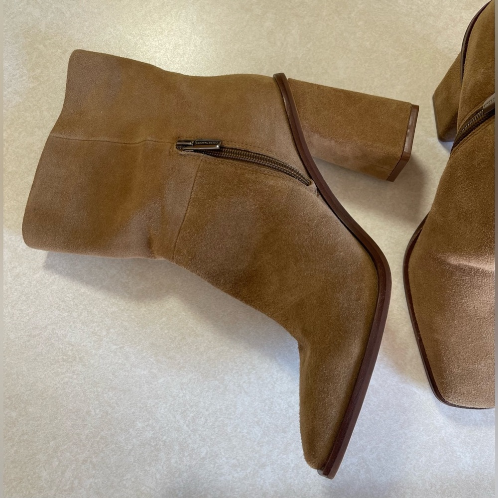 VINCE CAMUTO Women’s Dantania Square Toe Block Heel Zip-Up Tan Booties Size 8M - Picture 11 of 14